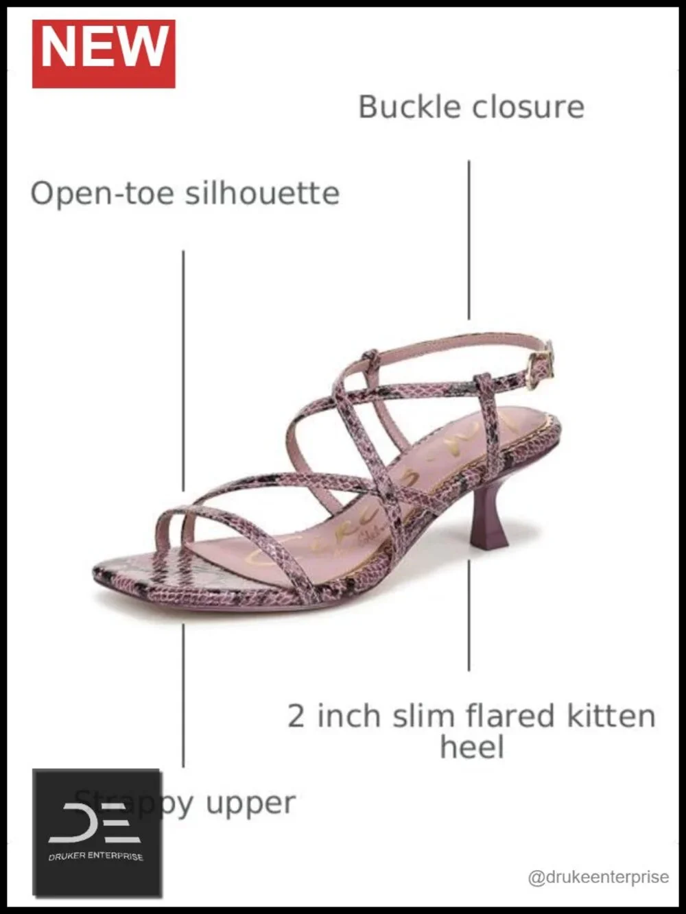 Faux Leather Strappy Kitten Heel Sandals